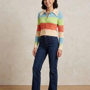 Zara sweater SPRING Cardigan Multicolor Striped knit women’s size small NWT